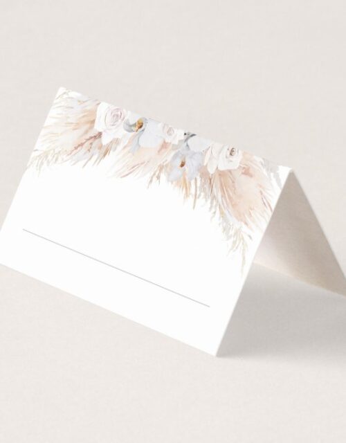 Pampas Grass and White Orchids Exotic Wedding Place Card