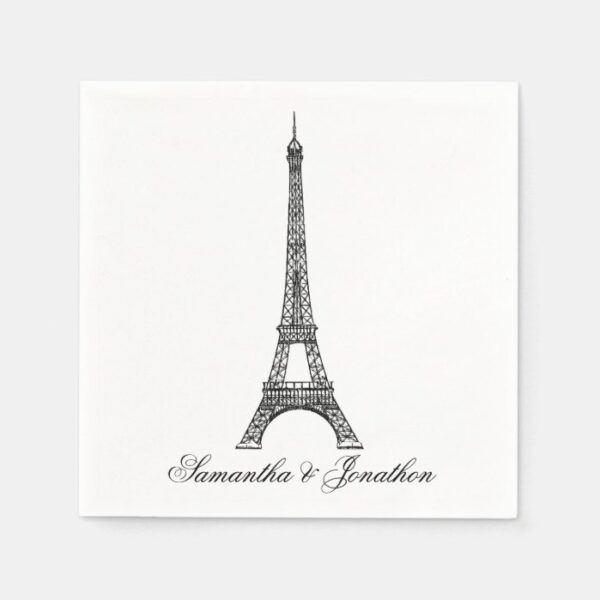 Parisian Eiffel Tower Wedding Custom Napkins