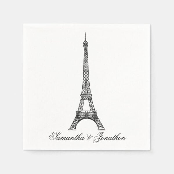 Parisian Eiffel Tower Wedding Custom Napkins