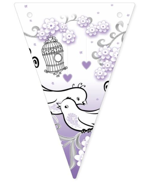 Pastel love birds wedding triangle bunting flags