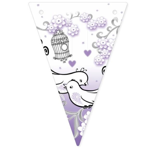 Pastel love birds wedding triangle bunting flags