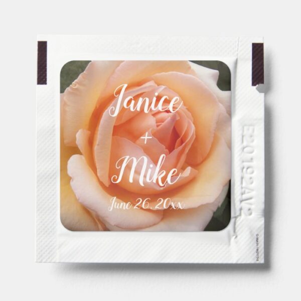 Peach Rose Bloom Floral Wedding Hand Sanitizer Packet