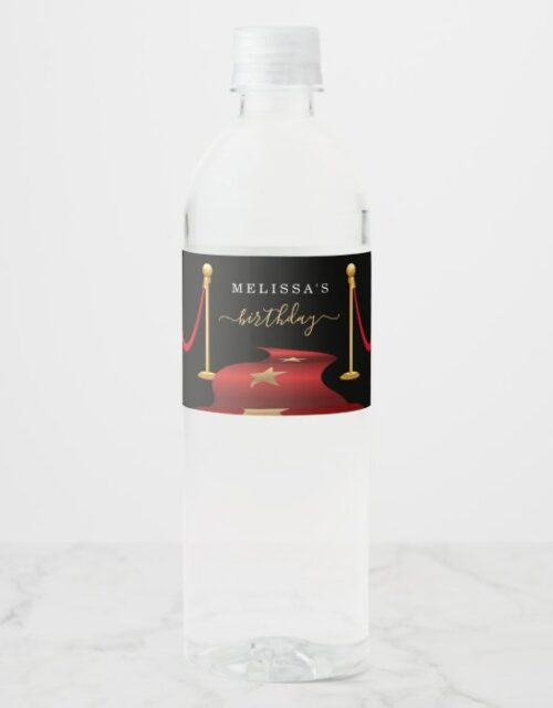 Personalize Custom Red Carpet Party Favor Water Bottle Label