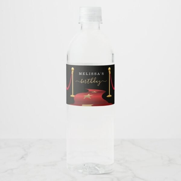 Personalize Custom Red Carpet Party Favor Water Bottle Label