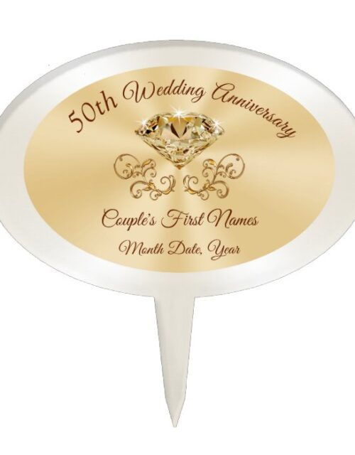Personalized 50th Wedding Anniversary Cake Toppers