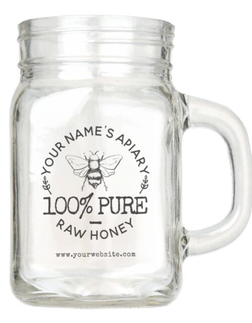 Personalized Apiary Your Logo Cute Bumblebee Honey Mason Jar
