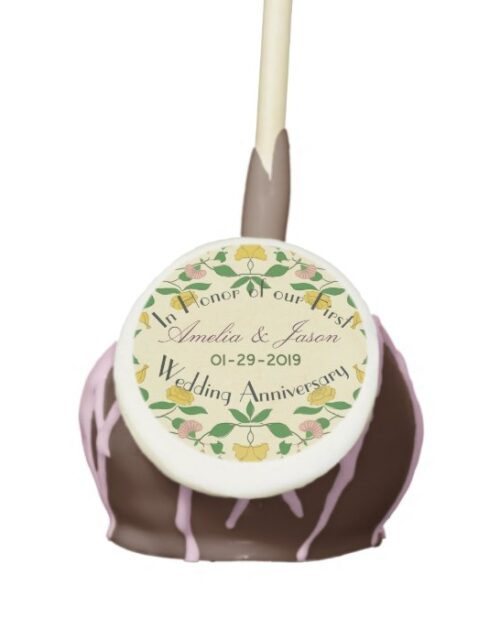 Personalized Couples 1st Wedding Anniversary Cake Pops