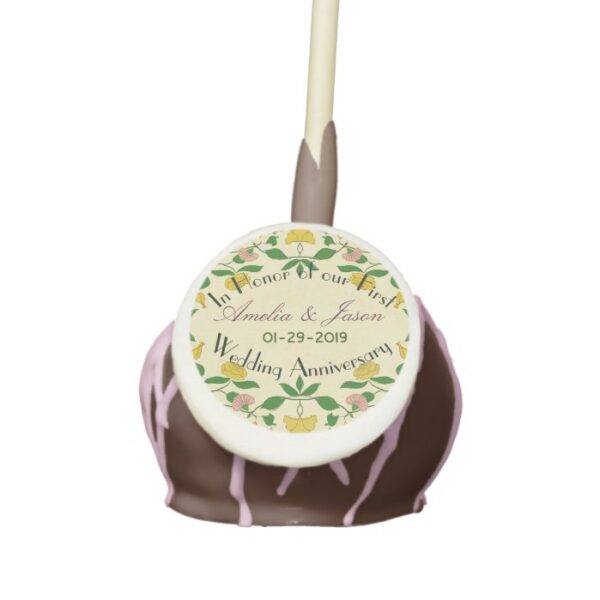 Personalized Couples 1st Wedding Anniversary Cake Pops