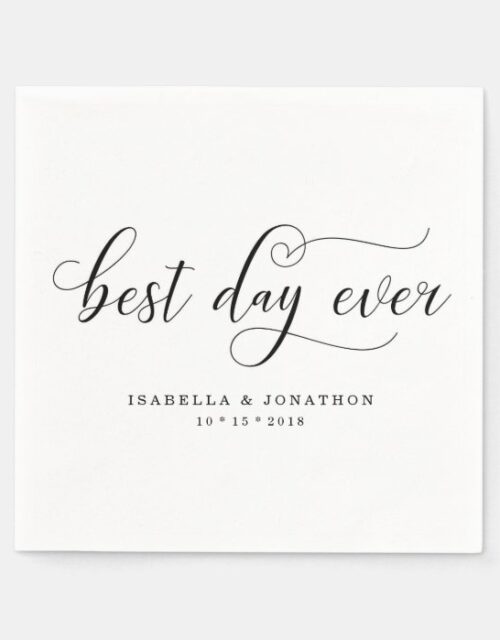 Personalized Custom "Best Day Ever" Wedding Napkin