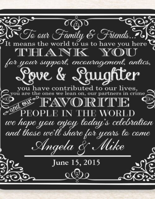 personalized Favor wedding coaster Thank you