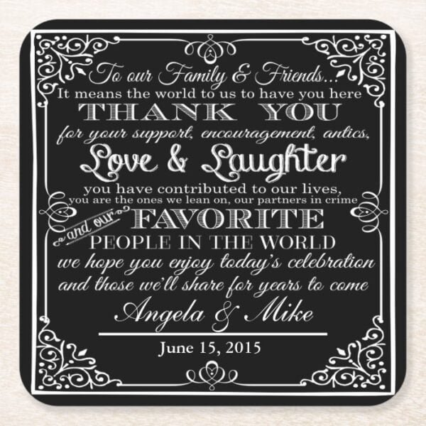 personalized Favor wedding coaster Thank you