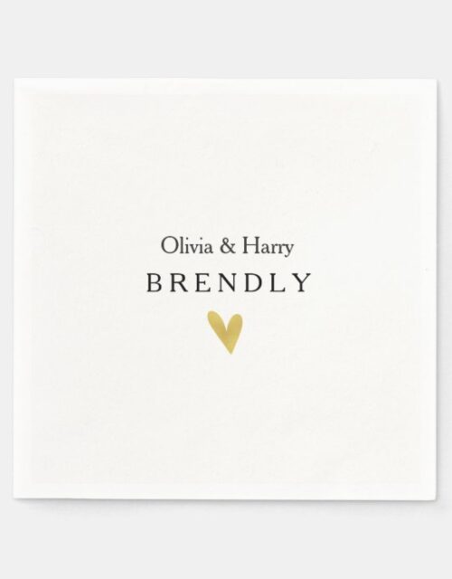Personalized Gold Heart Wedding Paper Napkins