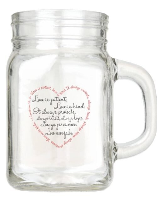 Personalized Love is Patient Word Heart Mason Jar