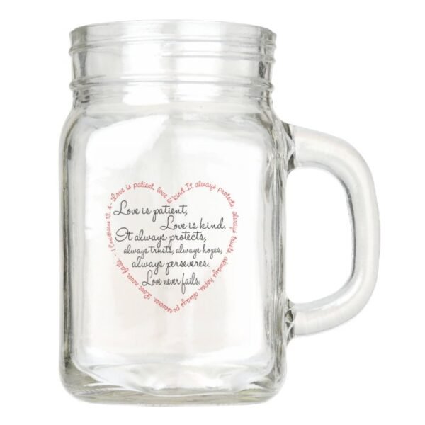 Personalized Love is Patient Word Heart Mason Jar