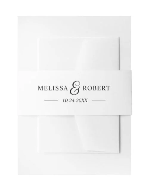 Personalized Modern NAME Black & White Wedding Invitation Belly Band