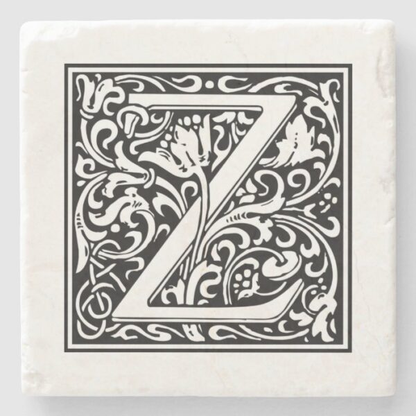 Personalized Monogram Letter Z Wedding Birthday Stone Coaster