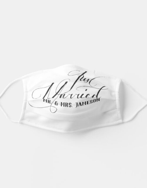 Personalized Name Just Married Newlyweds Facemask Adult Cloth Face Mask