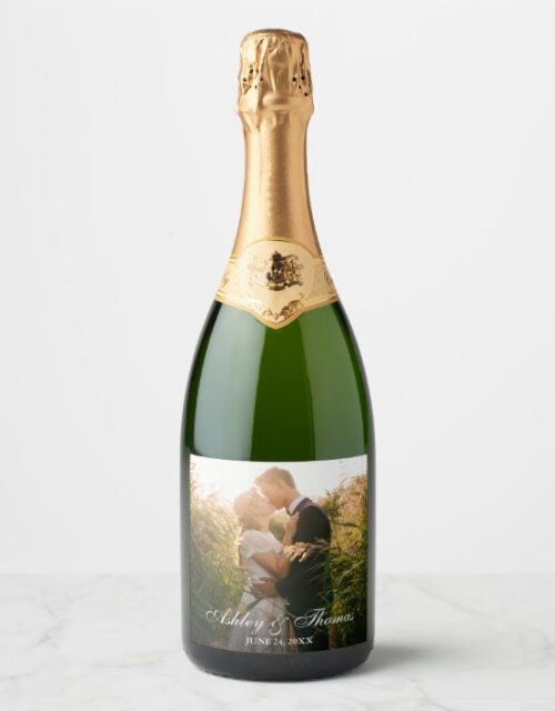 Personalized Photo Wedding Champagne Label