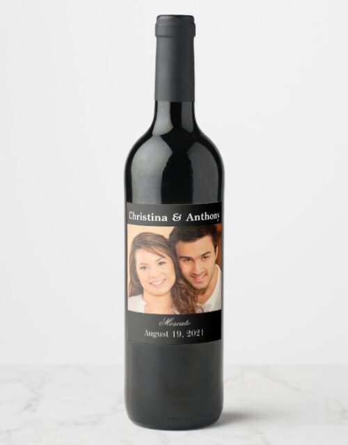 Personalized Photo Wedding Wine Favor Label