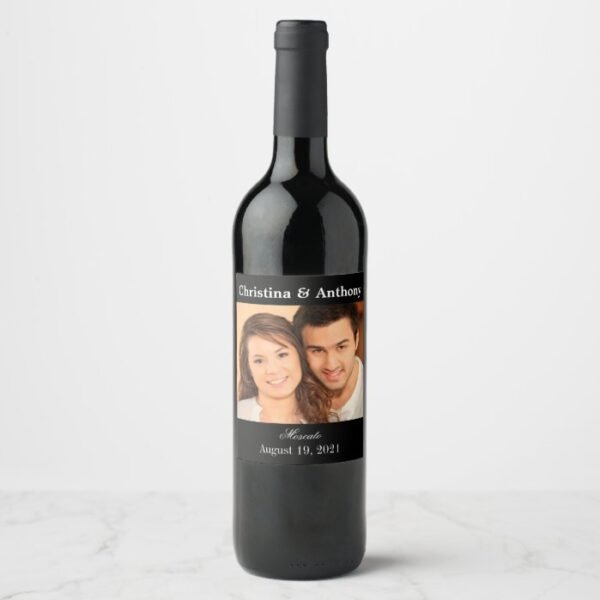 Personalized Photo Wedding Wine Favor Label