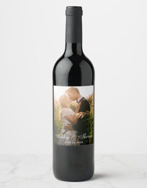 Personalized Photo Wedding Wine Label