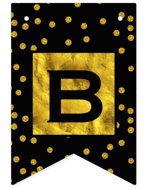 Personalized Random Gold Dot Patten Wedding Bunting Flags