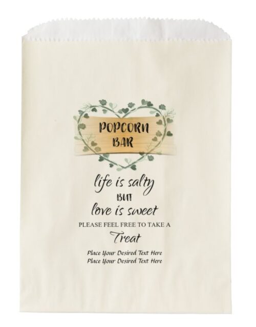 Personalized Rustic Wedding Popcorn Bags