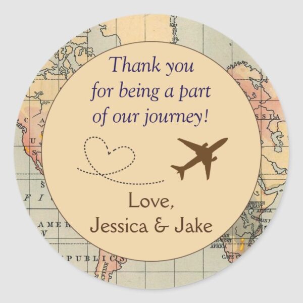 Personalized Thank You Stickers- Wedding Favors Classic Round Sticker