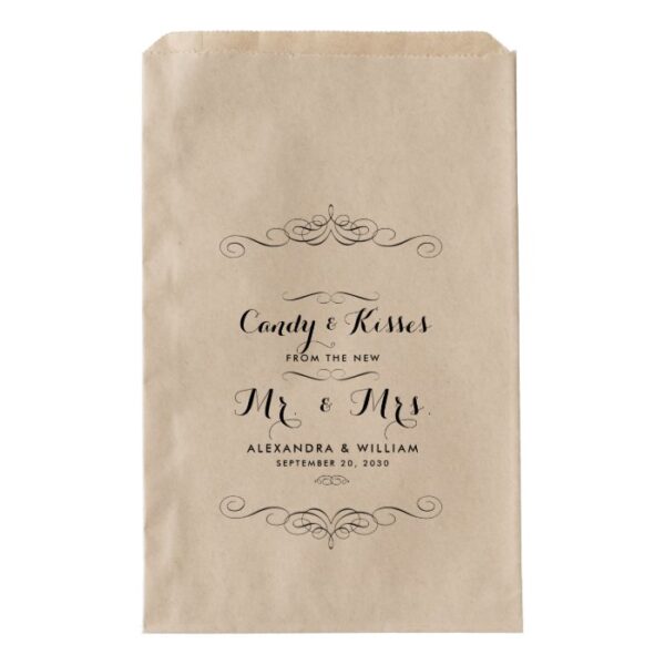 Personalized Wedding Candy Bar Buffet or Popcorn Favor Bag