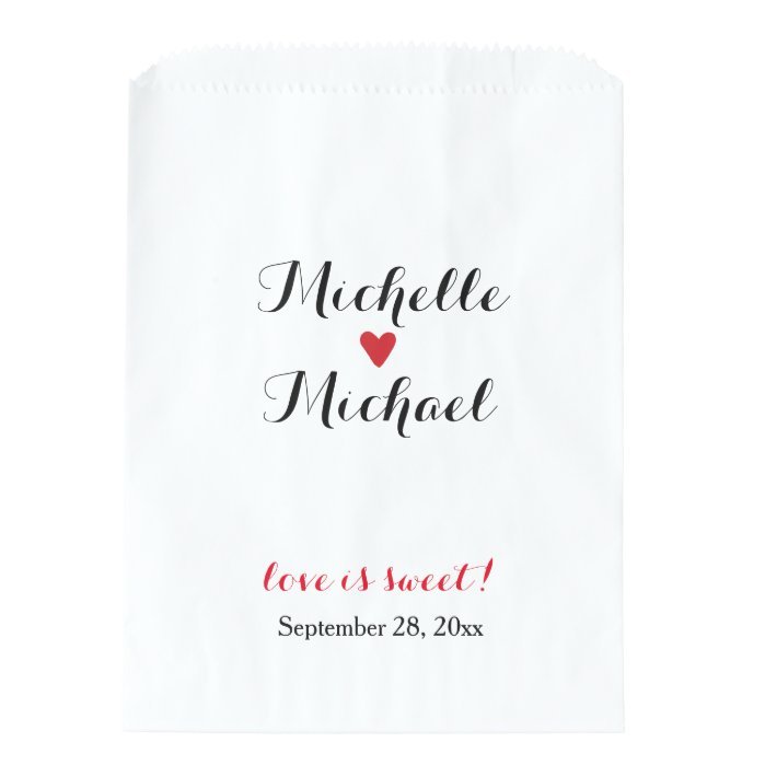 Personalized Wedding Popcorn or Candy Bar Buffet Favor Bag