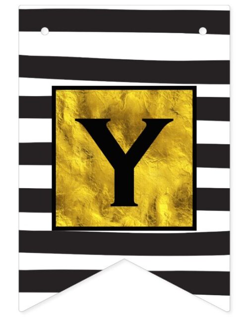 Personalized Your Text Here Gold with Black Stripe Bunting Flags