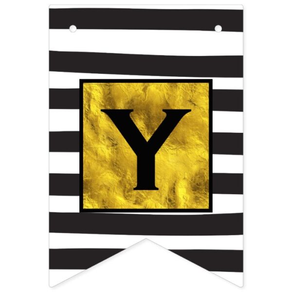 Personalized Your Text Here Gold with Black Stripe Bunting Flags
