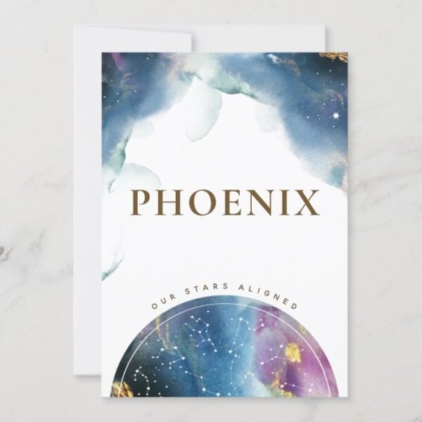 Phoenix Table Sign Celestial Watercolor Theme Invitation