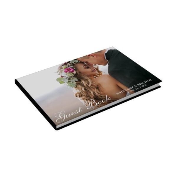 Photo Elegant Script Wedding Guest Book