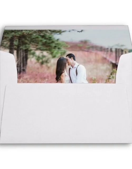 Photo Pre-Addressed Modern Elegant Script Wedding Envelope