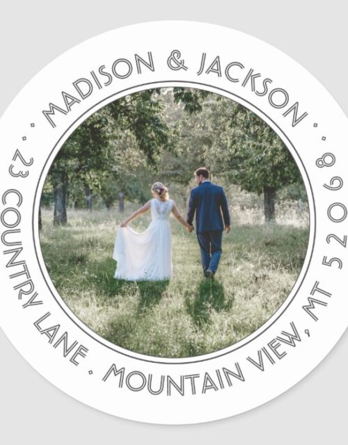 Photo Wedding Modern White Return Address Labels