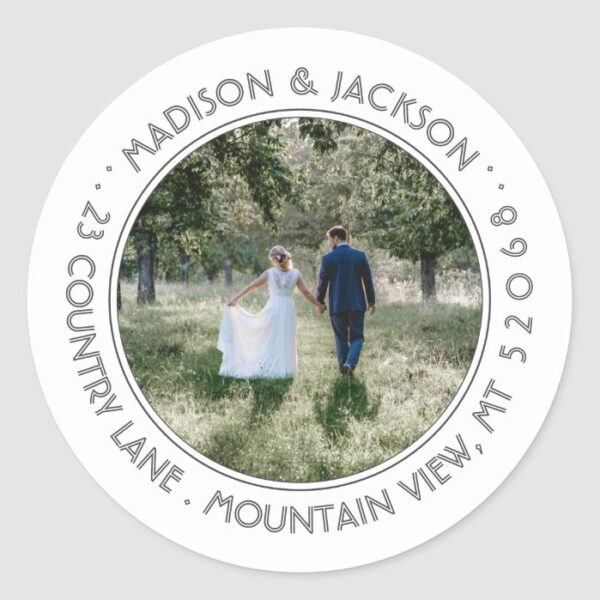 Photo Wedding Modern White Return Address Labels
