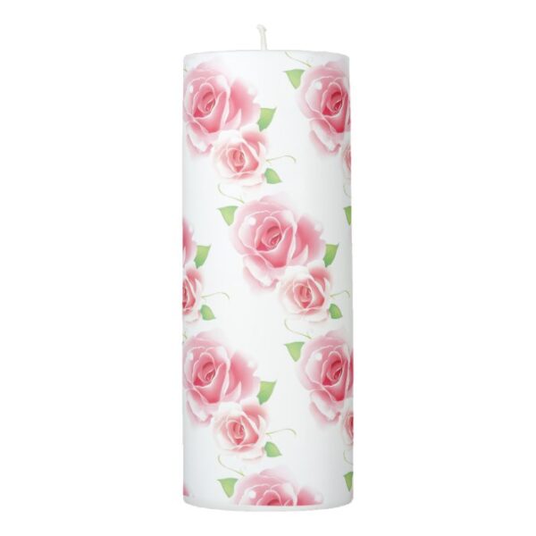Pillar Candle-Pink Roses Pillar Candle