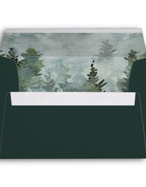 Pine Tree Forest Rustic Watercolor Themed Wedding Envelope