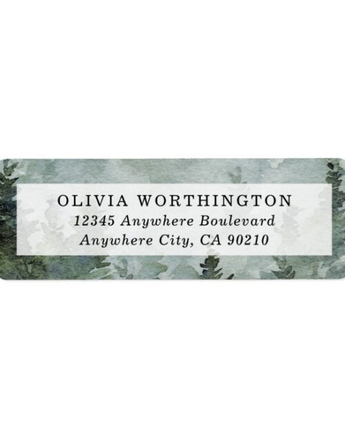 Pine Tree Forest Rustic Watercolor Themed Wedding Label