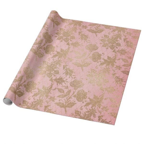 Pink and Gold Lace Gift Wrapping Paper