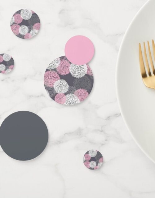 Pink and Gray Floral Confetti
