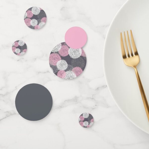 Pink and Gray Floral Confetti