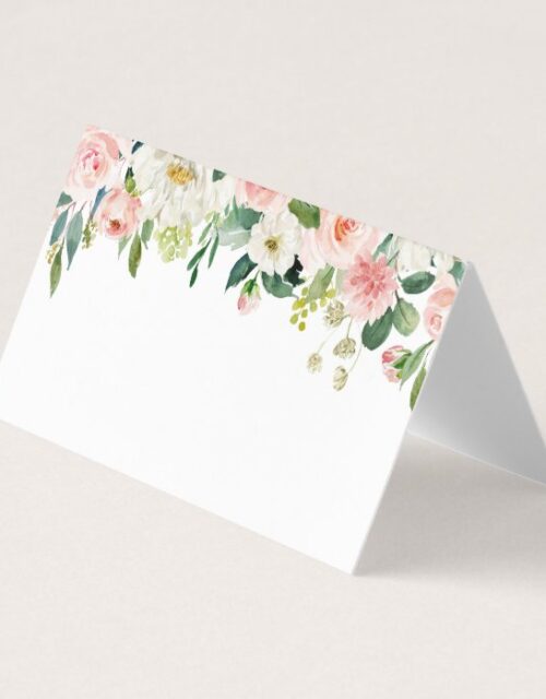 Pink and White Flower Wedding Food Label Cards