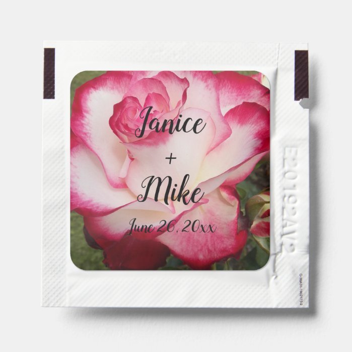 Pink and White Rose Floral Wedding Hand Sanitizer Packet