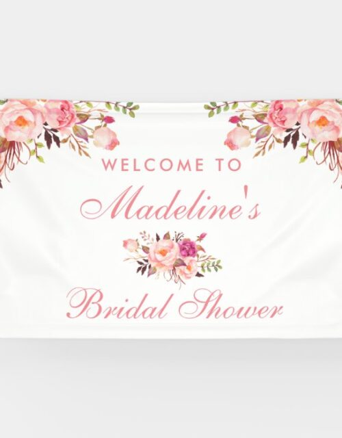 Pink Blush Floral Bridal Shower Welcome Banner