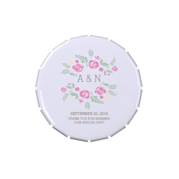 Pink Country Floral Monogram Candy Tin