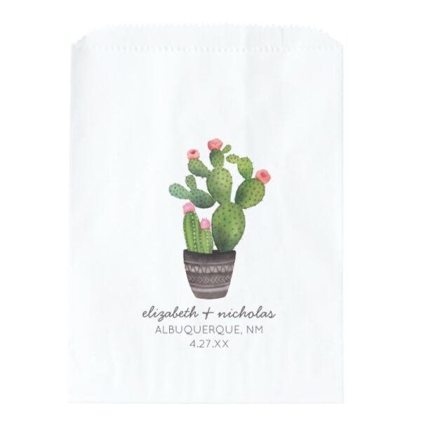 Pink Floral Cactus Favor Bag