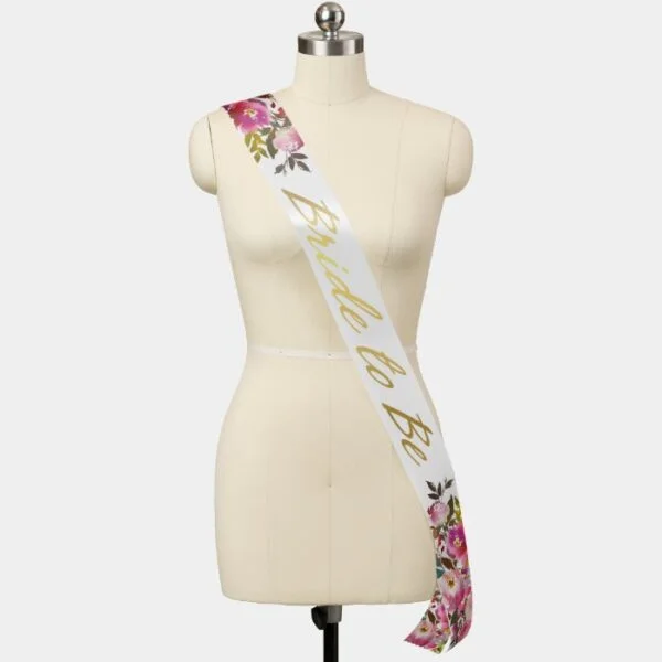 Pink Floral Wedding Bride to Be Sash