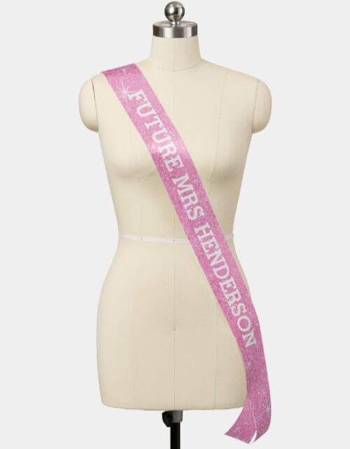 Pink Glitter Bride to Be | Personalized Name Sash